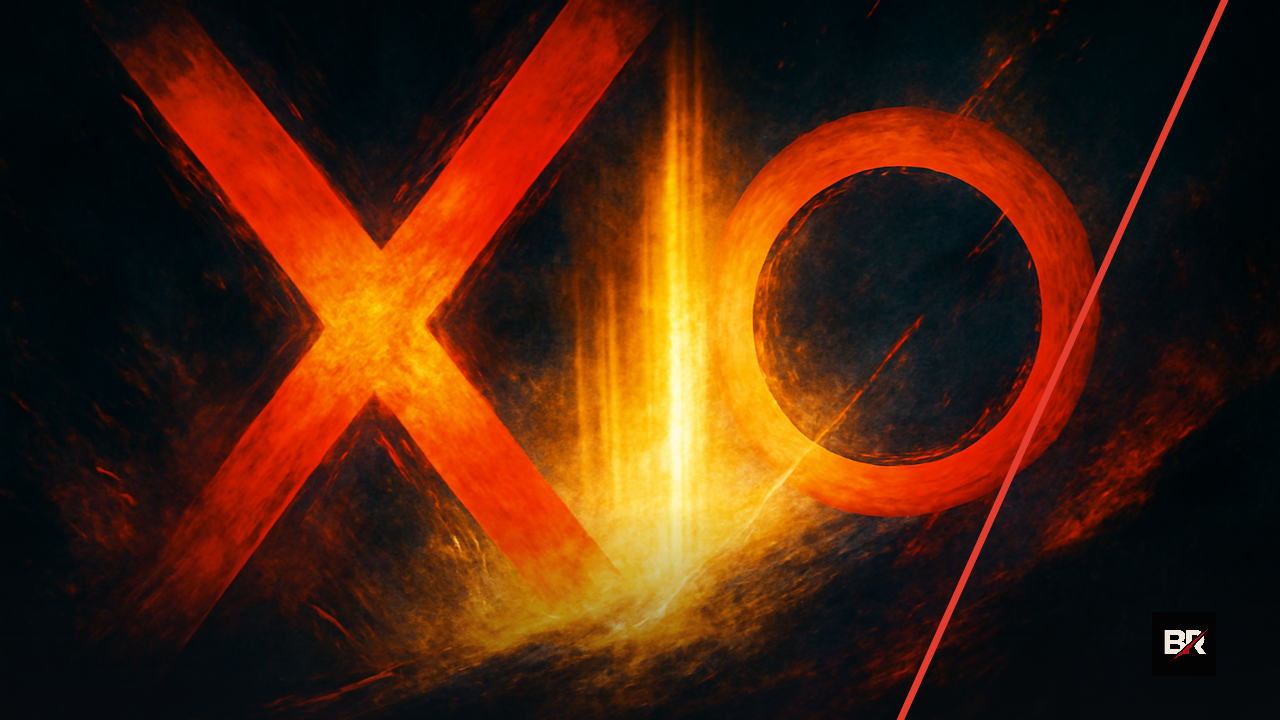 Abstract cover art evoking the MCU X-Men reboot casting rumors around Magneto and Professor X
